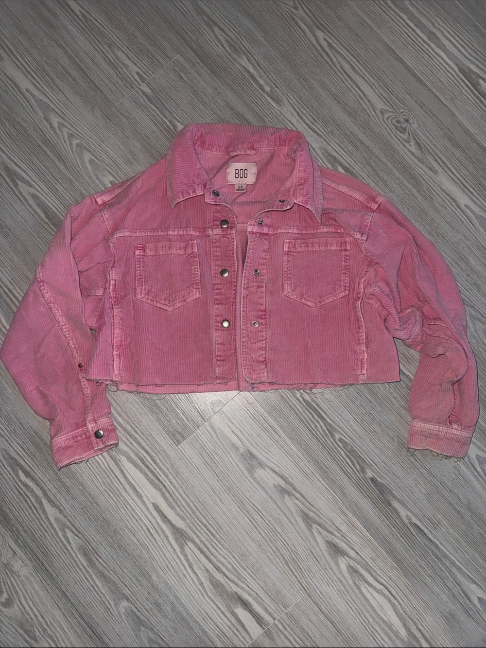 BDG Cropped Pink Corduroy Trucker Jacket Women’s Sz S